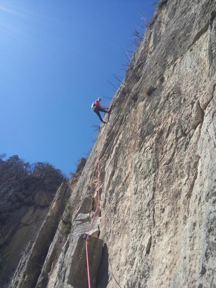 Le Père Huss dans une des belles longueurs Le Père Huss dans une des belles longueurs